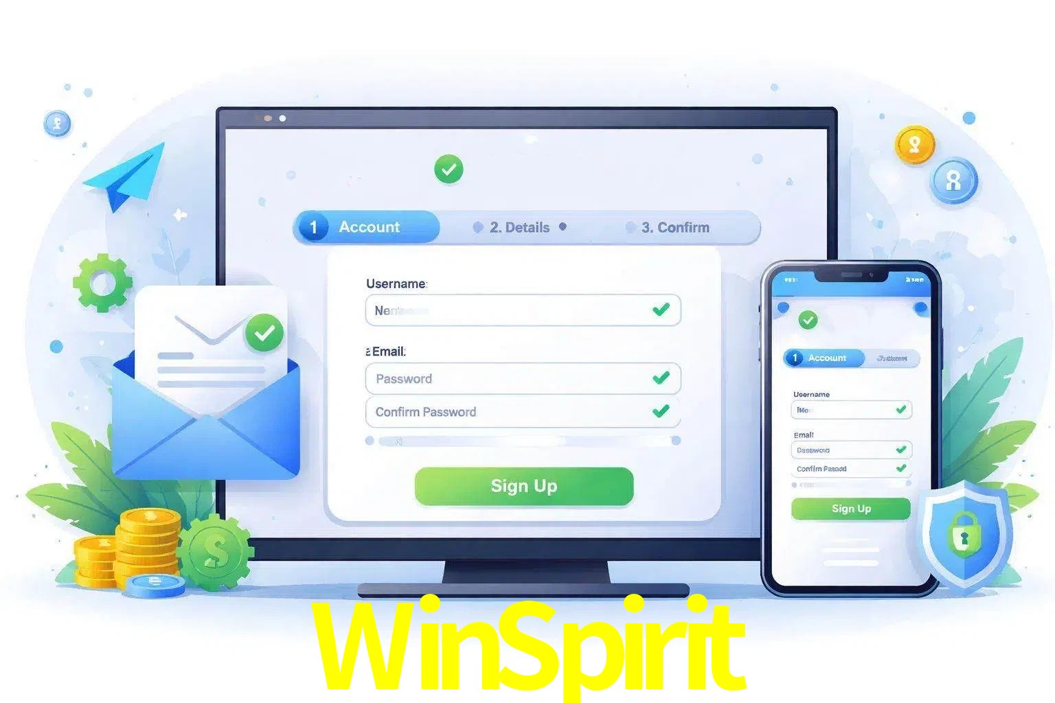 Registro de nuevo usuario y configuración de cuenta WinSpirit